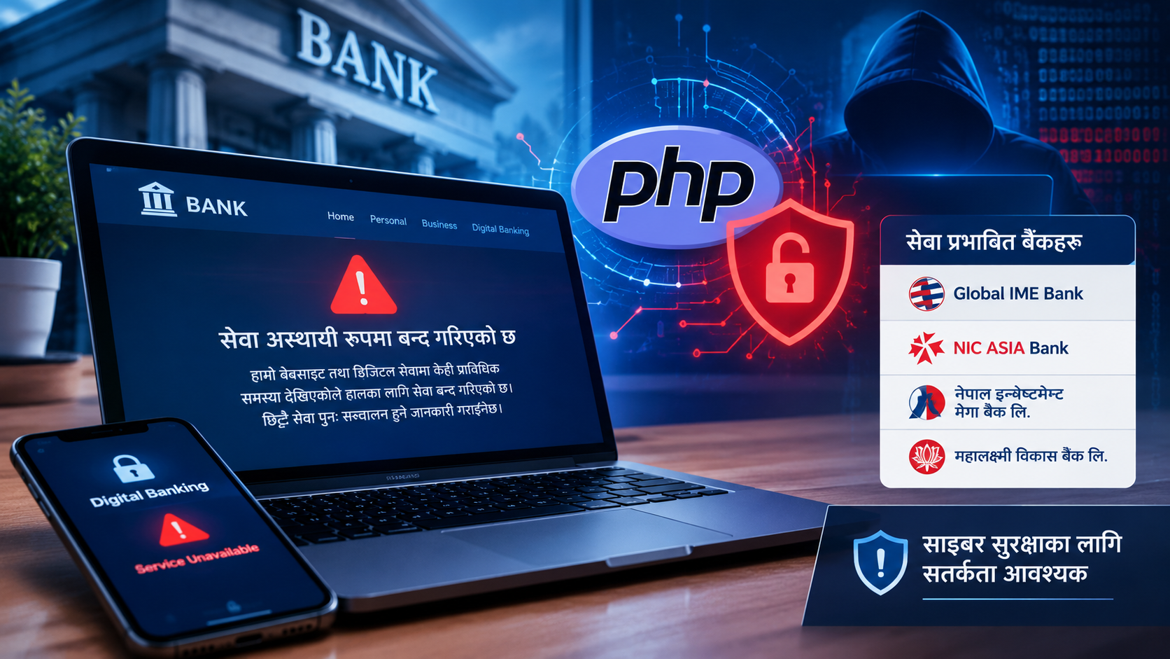 PHP मा गम्भीर सुरक्षा कमजोरीपछि बैंकका वेबसाइट र डिजिटल सेवा बन्द